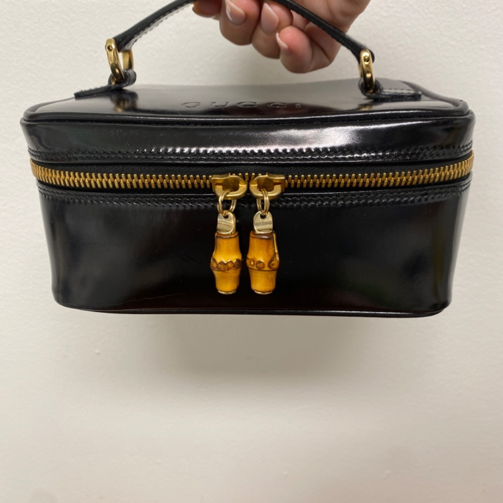 Authentic Gucci Black Leather Bamboo Bag with Handle, original box